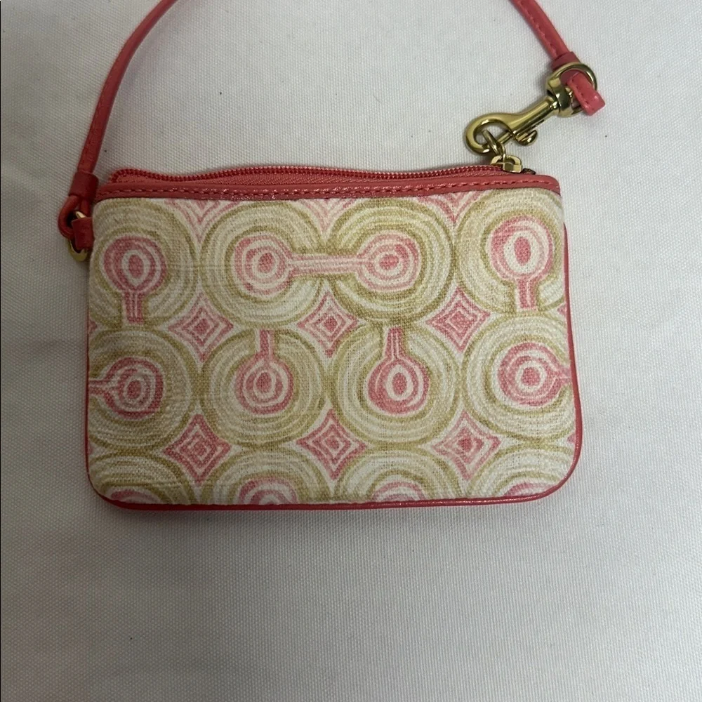 Coach Pink and Gold Geometric Wristlet